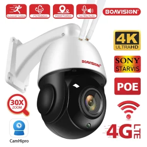 Telecamera IP esterna 8MP 5MP 4G Sim Card WIFI POE AI Auto Tracking 30X Zoom PTZ Speed Dome Audio bidirezionale IR 80m telecamera di sorveglianza