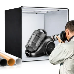 Tenda portatile pieghevole da 32 pollici con scatola luminosa per foto dimmerabile con pannello luminoso a Led e 3 fondali per riprese in Studio