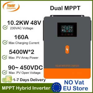 PowMr 10.2KW 48V inverter di energia solare ibrida con doppia carica solare MPPT 160A ingresso fotovoltaico massimo 230Vac 500Vdc inverter a onda sinusoidale pura