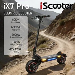 iScooter iX7Pro Scooter elettrico pieghevole per adulti E-Scooter 60 KM/H Monopattino elettrico 2000W Skateboard 48V 17.5Ah Cavalletto