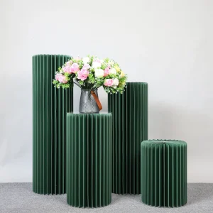 Colonne di carta pieghevoli Display Piedistallo Supporto per piedistallo Cilindro Supporto per fiori in cartone Tavolo da dessert Matrimonio Festa di compleanno