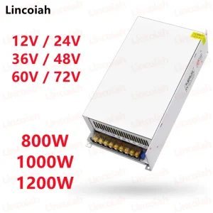 Trasformatore di illuminazione 1200W/1000W/800W DC 12V 24V 36V 48V 60V 72V AC 100V/220V SMPS tensione regolabile CNC per motore a staffa a LED