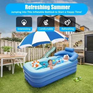 Vasca da bagno gonfiabile portatile pieghevole in PVC per adulti piscina per bambini gonfiabile vasca da bagno per SPA vasca da bagno gonfiabile da viaggio piscina con vasca d’aria