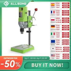 ALLSOME MINIQ BG-5156E supporto per trapano da banco 710W Mini trapano elettrico da banco mandrino per trapano 1.5-13mm HT2600