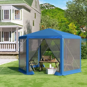 WOLTU 3,8×3,3 m Gazebo per giardino esterno Gazebo Zanzariera con pareti laterali in rete Tenda parasole per campeggio Patio Cortile