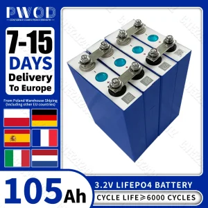 Batteria Lifepo4 da 3,2 V 105AH nuovissima cella al litio ferro fosfato fai da te 12 V 24 V 48 V per campeggio barca golf cart RV EV carrello elevatore