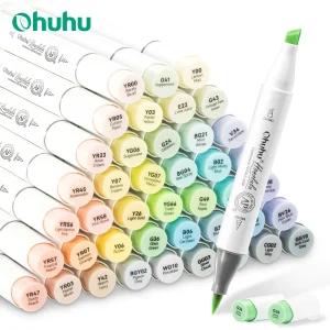 Ohuhu Honolulu Nuovo 48 Colori Pastello Pennarello Set Alcol Art Marker Fioritura Doppia Punta Schizzi Disegno Scuola Art Supplie