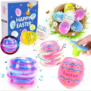VATOS Cute Easter Eggs Spinning Tops Light Up Toys Singing Musical Easter Party Fovors regali di pasqua per bambini
