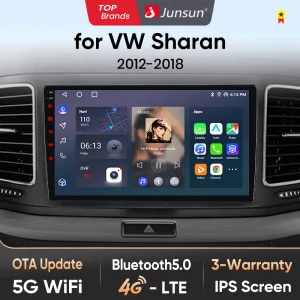 Junsun AI 4G LTE Wireless CarPlay Android Auto Autoradio Per Volkswagen Sharan 2012 2013 2014 2015-2018 GPS Navi BT DSP RDS FM