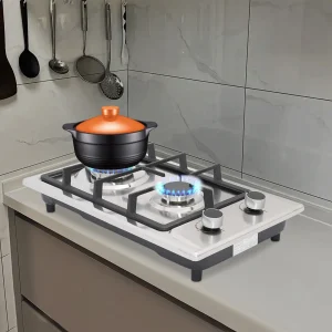 Stufa a gas portatile Stufa a gas con piano cottura a gas in acciaio inossidabile a 2 fuochi con valvola di riduzione della pressione