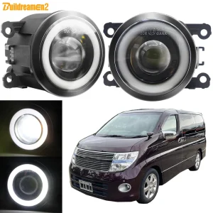 2X30W Angel Eye fendinebbia paraurti anteriore per auto LED COB Fog DRL lampada di marcia diurna per Nissan Elgrand Highway Star E51 2005-2009