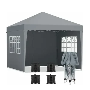 Padiglione esterno 3x3m Tenda da campeggio per picnic Gazebo da giardino Tenda da festa con 4 pannelli laterali Tenda parasole con struttura robusta per eventi