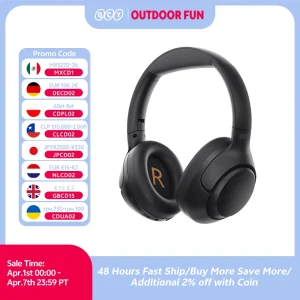 QCY H3 ANC Cuffie wireless Bluetooth 5.4 Audio ad alta risoluzione Cuffie over Ear 43dB Auricolari ibridi con cancellazione attiva del rumore 60H