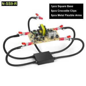 NEWACALOX Stazione di saldatura di terza mano di aiuto 5 pezzi Bracci flessibili Supporto PCB Saldatura Riparazione Banco di lavoro Strumento con clip a coccodrillo