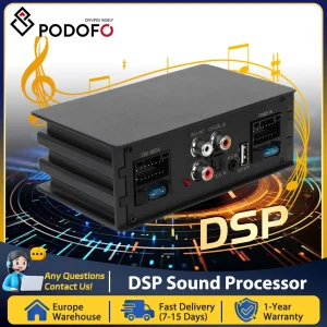 Podofo Amplificatore DSP per auto Aggiornamento audio Suono digitale Musica Bluetooth per altoparlante per auto Autoradio Stereo Plug and Play