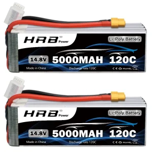 Batteria Lipo HRB 4S 14.8v 5000mah RC Lipo 120C con connettore XT60 per 1/10 1/12 RC Auto RC Aereo elicottero RC Barca