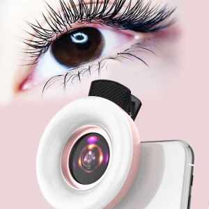 Obiettivo macro per cellulare 15X Anello di riempimento Luce Selfie Lampada dal vivo Obiettivo della fotocamera con LED Flash universale Smartphone Clip di luce portatile