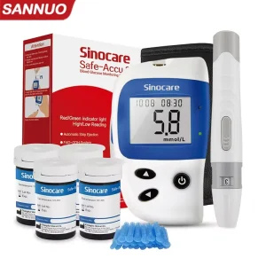 Sannuo Sinocare Safe ACCU2 Misuratore di glicemia nel sangue Kit per test di zucchero nel sangue Glucometro domestico per diabete con 50 strisce o solo strisce