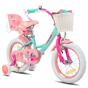 Bici per ragazze JOYSTAR per bambini di 2-9 anni, 12 14 16 bici per bambini da 18 pollici con ruote da allenamento, stelle filanti, cestino e seggiolino per bambole