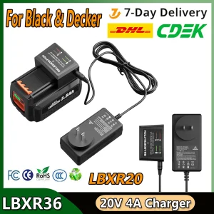 Per caricabatterie Black & Decker 20V 4A caricabatterie ricaricabile agli ioni di litio LBXR36 LBXR20 LBXR20-OPE LB20 LBX20 LBX4020 LB2X4020