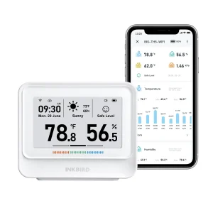 INKBIRD termometro elettronico igrometro 3.71 pollici Home Smart Weather Station Monitor della qualità dell’aria interna per ufficio, studio