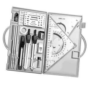 Kit da disegno Set di strumenti per disegno geometrico Set di triangoli Righello Bussola Goniometro Set Forniture per disegno Matite da disegno per architettura