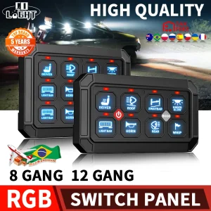 COLIGHT LED Pannello interruttori a 8 gruppi 600W-1200W Scatola di sistema relè di controllo circuito Pannello di controllo touch sottile per barca Jeep UTV Roulotte