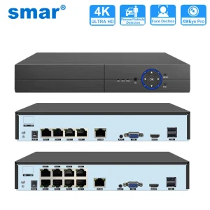 Smar H.265 4CH 8CH 4K 5MP 1080P POE NVR Audio Out Fo Telecamera di sorveglianza di sicurezza Videoregistratore di rete Face Detect Xmeye