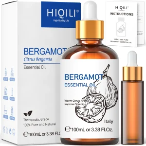 Oli essenziali di bergamotto HIQILI 100ML, natura pura al 100% per aromaterapia, diffusore, umidificatore, massaggio, rilassamento profondo