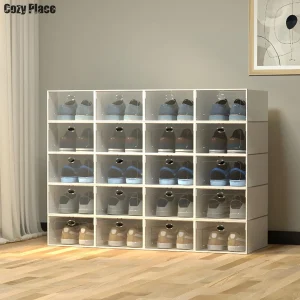 20pcs scarpe trasparente Cabinet Organizer System impilabile plastica Sneaker vetrina scatola di immagazzinaggio scarpiera
