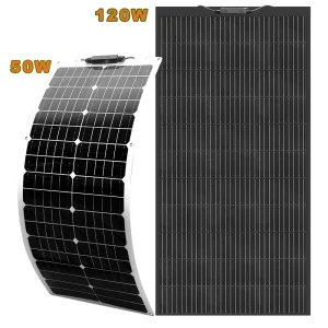 Kit pannello solare flessibile 12V Cella solare monocristallina 50W 100W 120W 240W PV 100 Watt 12 Volt Off-Grid Charger per casa barca marina RV cabina Van auto superfici irregolari Cina Drop Shipping