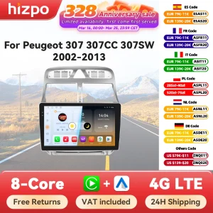 Hizpo 6115 Autoradio Per Peugeot 307 307CC 307SW 2002 – 2013 Wireless CarPlay Android Auto Sistemi Intelligenti No 2 din 2din DVD
