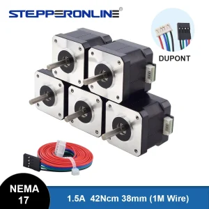 STEPPERONLINE Motore passo-passo Nema 17 38mm 42 Motore 42Ncm 1.5A Nema17 Stepper 4 conduttori per stampante 3D CNC XYZ