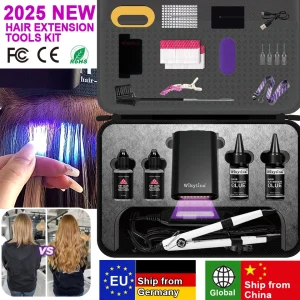 Kit Completo 2026 per Extension Capelli con Luce UV, Colla Adesiva Forte e Macchina Rimuovi-Colla per Strumento Extension Capelli V-Light