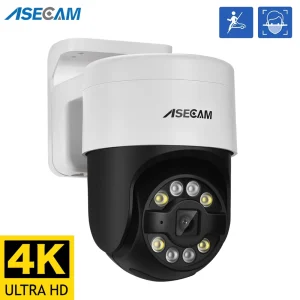 ASECAM 8MP 4K PTZ Telecamera IP Rilevazione umana/viso Allarme audio POE Esterno H.265 Onvif CCTV RTSP Video sorveglianza Sicurezza XMeye
