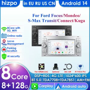 4G LTE Android 2Din Autoradio Wifi Autoradio GPS Navi Lettore video multimediale per Ford Focus 2 Mondeo S/C-Max Kuga Fiesta Fusion