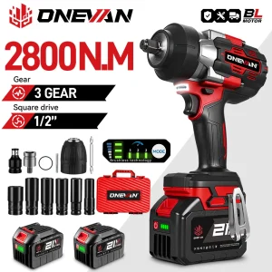 ONEVAN 2800N.M 2800W Avvitatore elettrico senza spazzole 1/2 pollici Avvitatore a batteria Cacciavite Utensile elettrico per Makita 18V Batteria Pin