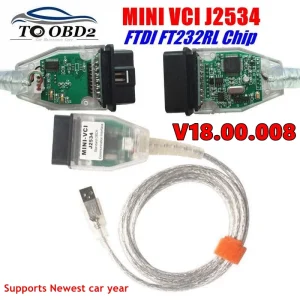 MINI VCI V18.00.008 Ultime Supporta Il più recente Anno dell’auto FTDI FT232RL RQ Chip OBD SAEJ2534 Per Toyota/Lexus MINI-VCI TIS Techstream