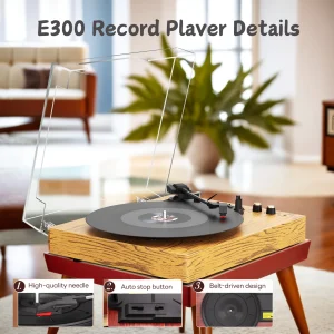 Dispositivo grammofono vintage con cintura Maio E300, disco in vinile, giradischi, stereo ad alta fedeltà, altoparlante incorporato, 3 velocità