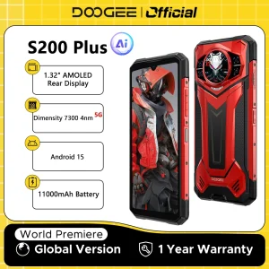 DOOGEE S200 Plus 5G Telefono robusto Display posteriore da 1,32″ Immagine AI Schermo da 6,72” Batteria da 16 GB 512 GB 11000 mAh Smartphone Android 15
