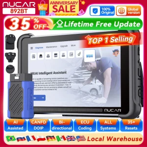 Strumento diagnostico automobilistico MUCAR 892BT AI, programmazione chiavi, scanner OBD2 bidirezionale, codifica ECU, CANFD, DOIP, 35 reset, aggiornamenti gratuiti a vita.