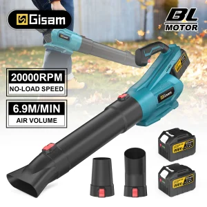 Ventilatore Elettrico Gisam 20000RPM ad Alta Potenza Senza Spazzole per Foglie, Neve e Polvere, Compatibile con Batteria Makita 18V