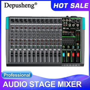 Mixer Audio Professionale Depusheng MG12, Console di Mixaggio a 12 Canali, Sistema di Interfaccia per DJ con 256 Effetti di Riverbero Integrati