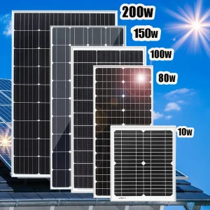 Pannello Solare Rigido 400W 300W 200W 150W 30W 10W, Caricabatterie 12V, Sistema Fotovoltaico per Tetto di Casa, Camper, RV