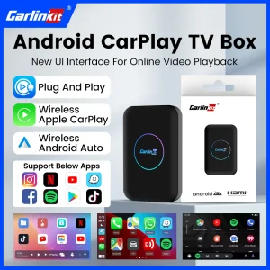 CarlinKit Lite Android TV Box Adattatore wireless 3 in 1 Supporto Netflix IPTV Wireless Android Auto e CarPlay Dongle per autoradio