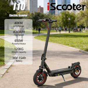iScooter i10 Scooter elettrico per adulti pieghevole E-Scooter 40 KM/H Monopattino elettrico 650W Skateboard 36V 15Ah Cavalletto