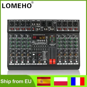 LOMEHO Console di missaggio a 8 canali 99 effetti DSP 7 Band EQ 2 uscita AUX Mixer Audio 48V USB Bluetooth Dj Mix Table AM-GT8