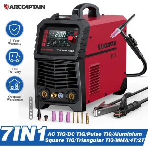 ARCCAPTAIN 7 in 1 AC/DC TIG Saldatrice per alluminio MMA Impulso Quadrato Triangolare HF TIG Argon inossidabile Saldatore preciso 2T 4T