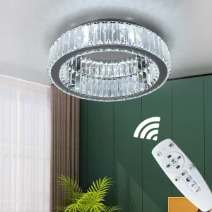 Moderna grande lampada da soffitto in cristallo LED Light Circle Chandelier Lustre Indoor camera da letto RC dimmerabile infissi soggiorno Hotel Decor