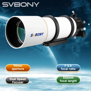 Telescopio Astronomico Rifrattore Svbony SV48P con Apertura 90/102mm e Focatore a Doppia Velocità per Astrofotografia del Cielo Profondo